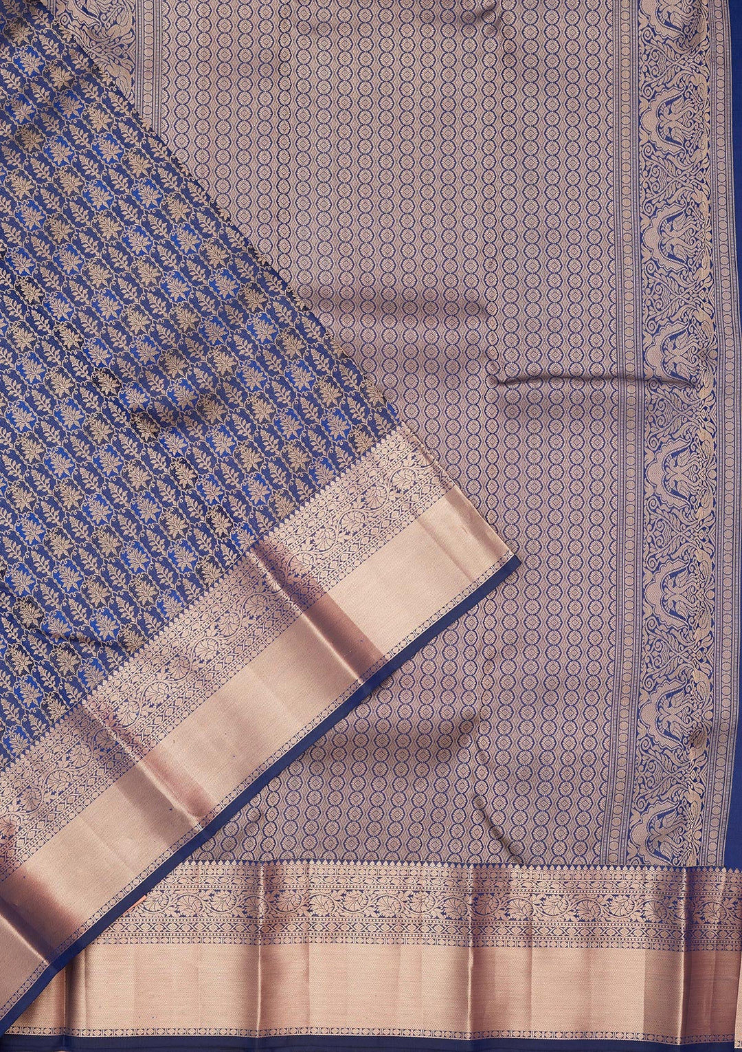 Navy Blue Zariwork Pure Silk Saree-koskii