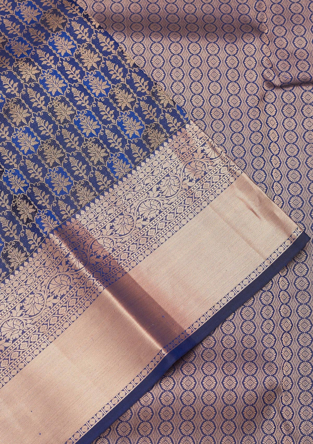 Navy Blue Zariwork Pure Silk Saree-koskii