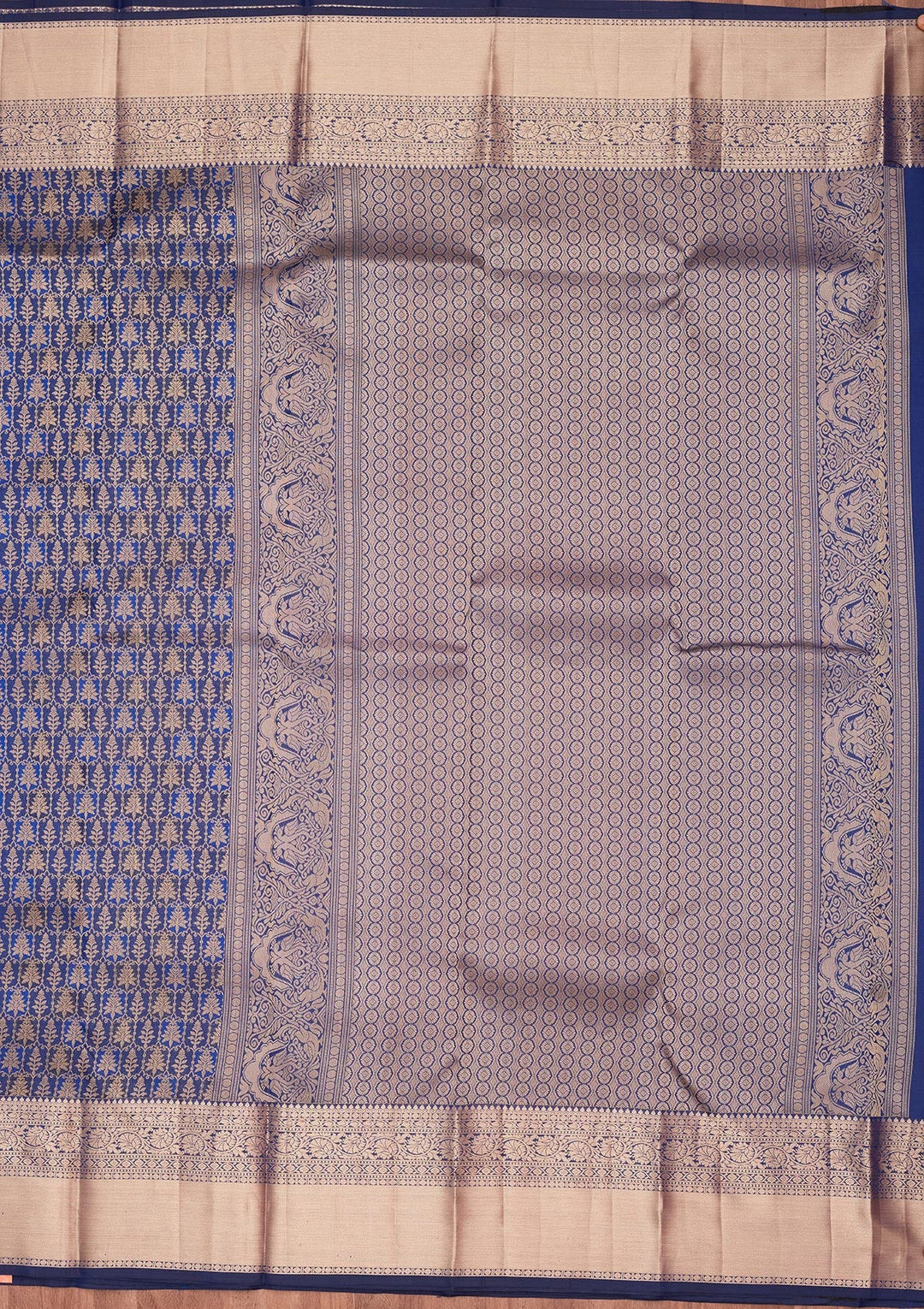 Navy Blue Zariwork Pure Silk Saree-koskii