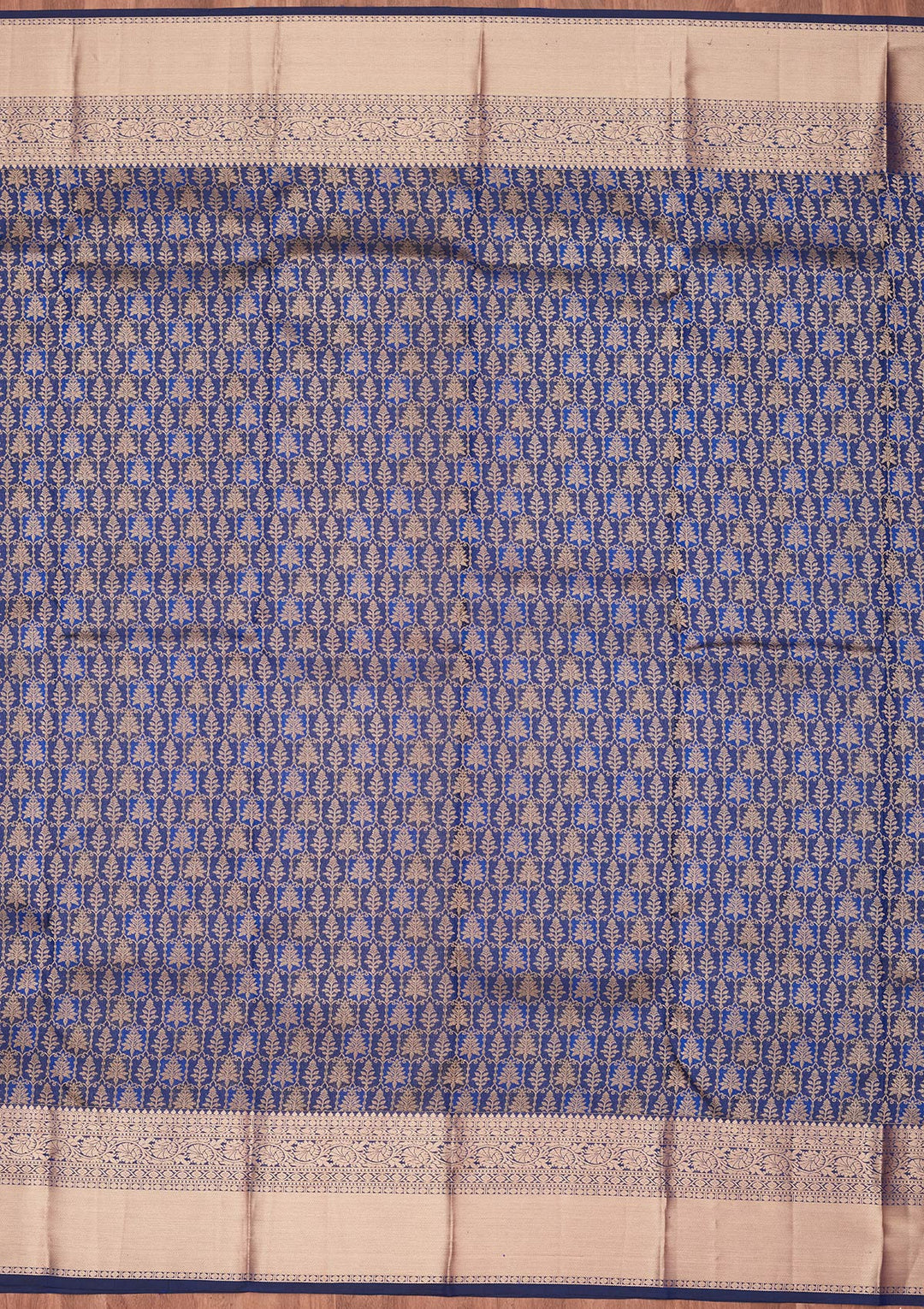 Navy Blue Zariwork Pure Silk Saree-koskii