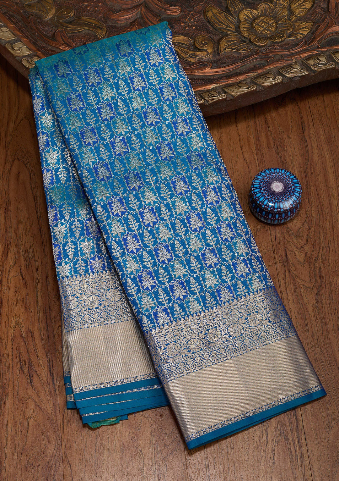Royal Blue Zariwork Pure Silk Saree-koskii
