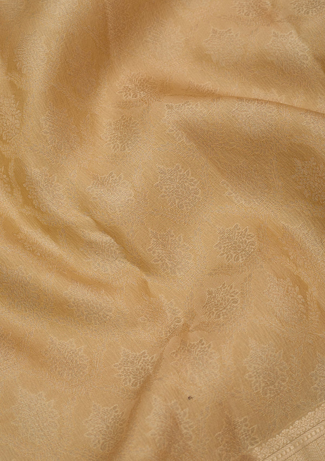 Beige Zariwork (Gold) Pure Silk Saree