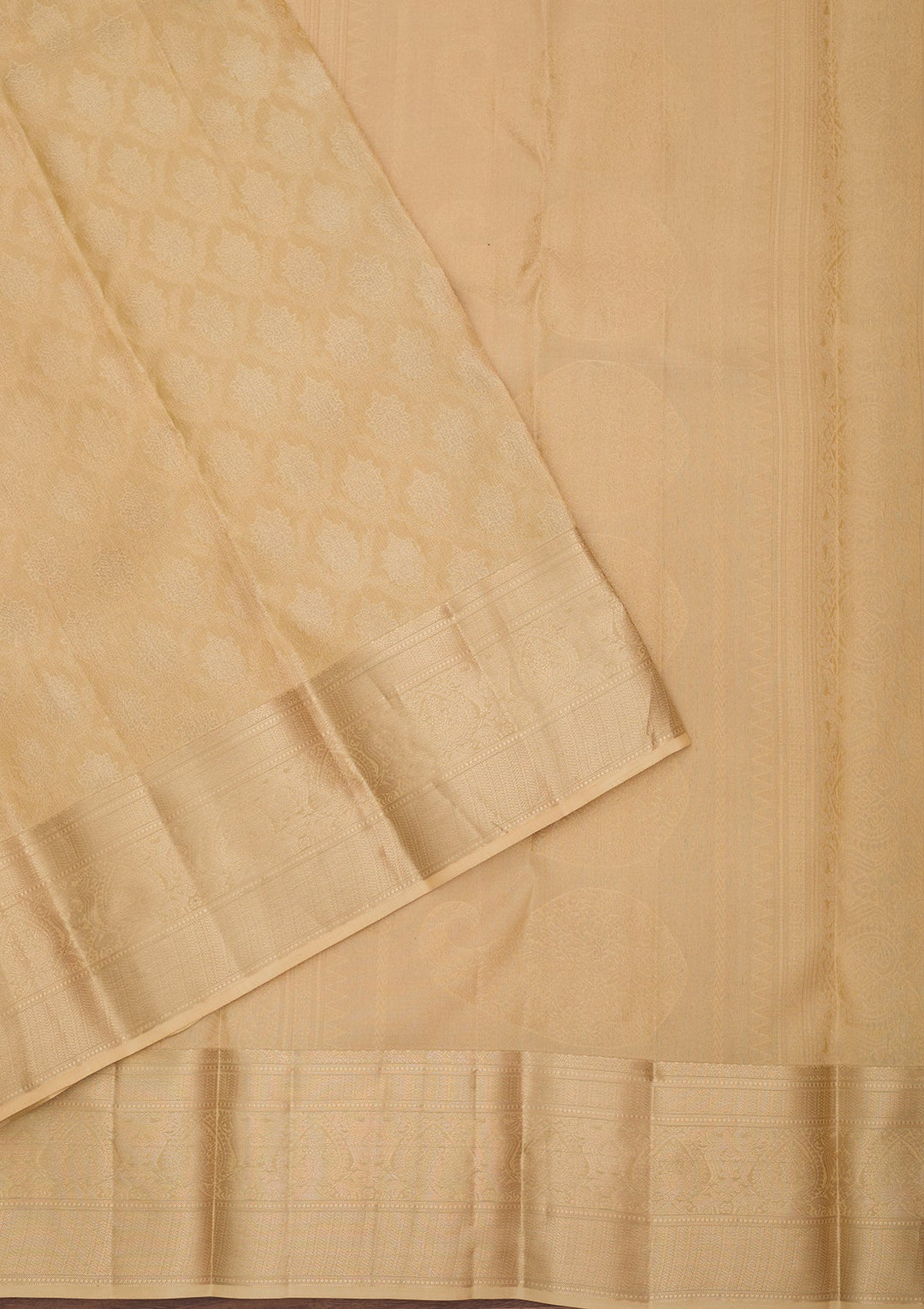 Beige Zariwork (Gold) Pure Silk Saree