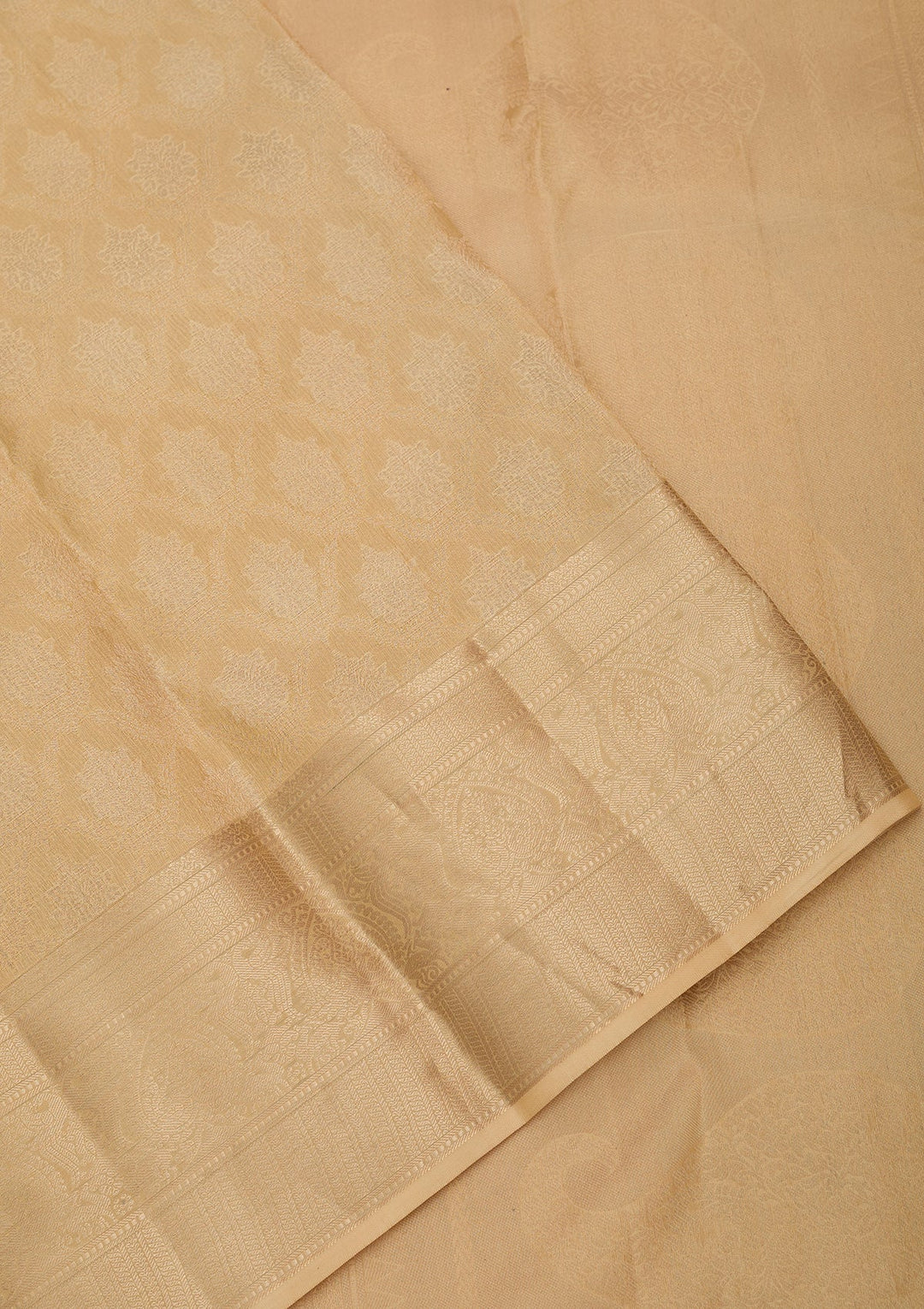 Beige Zariwork (Gold) Pure Silk Saree