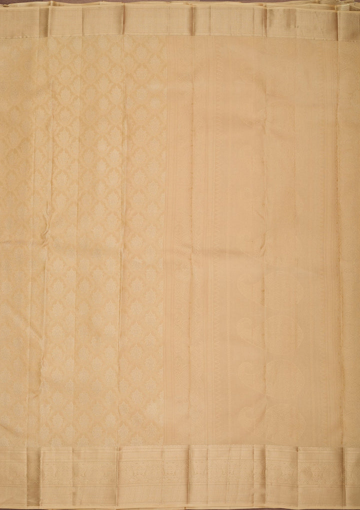 Beige Zariwork (Gold) Pure Silk Saree