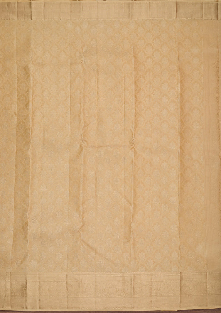 Beige Zariwork (Gold) Pure Silk Saree