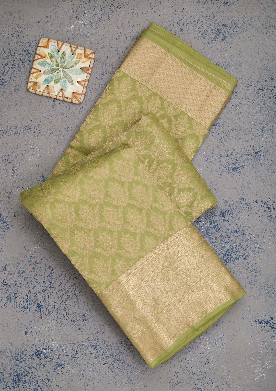 Pista Green Zariwork Pure Silk Saree-koskii