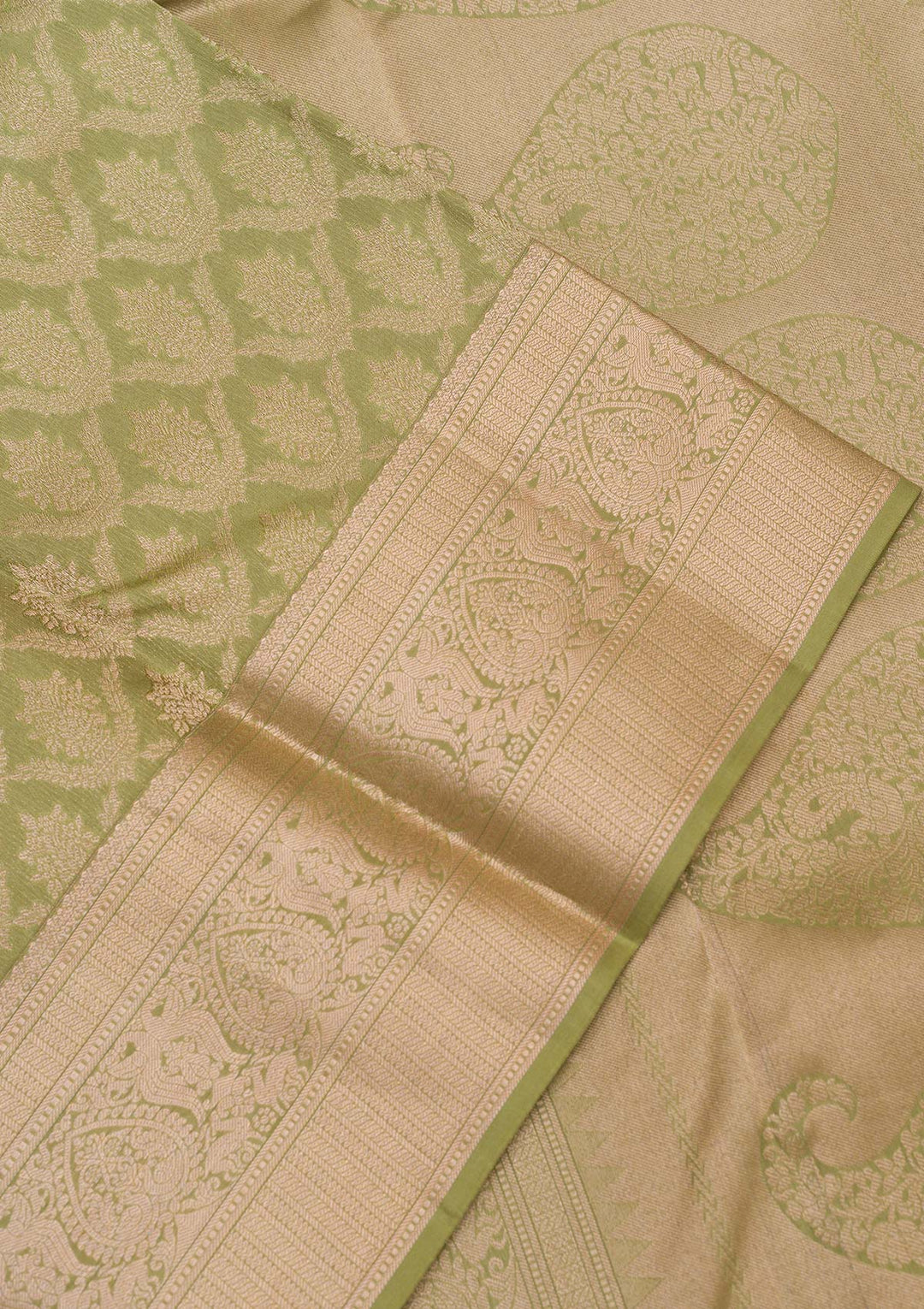 Pista Green Zariwork Pure Silk Saree-koskii