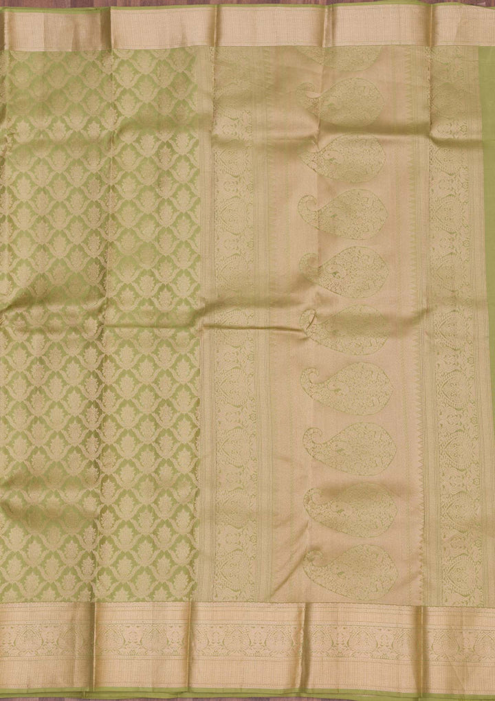 Pista Green Zariwork Pure Silk Saree-koskii