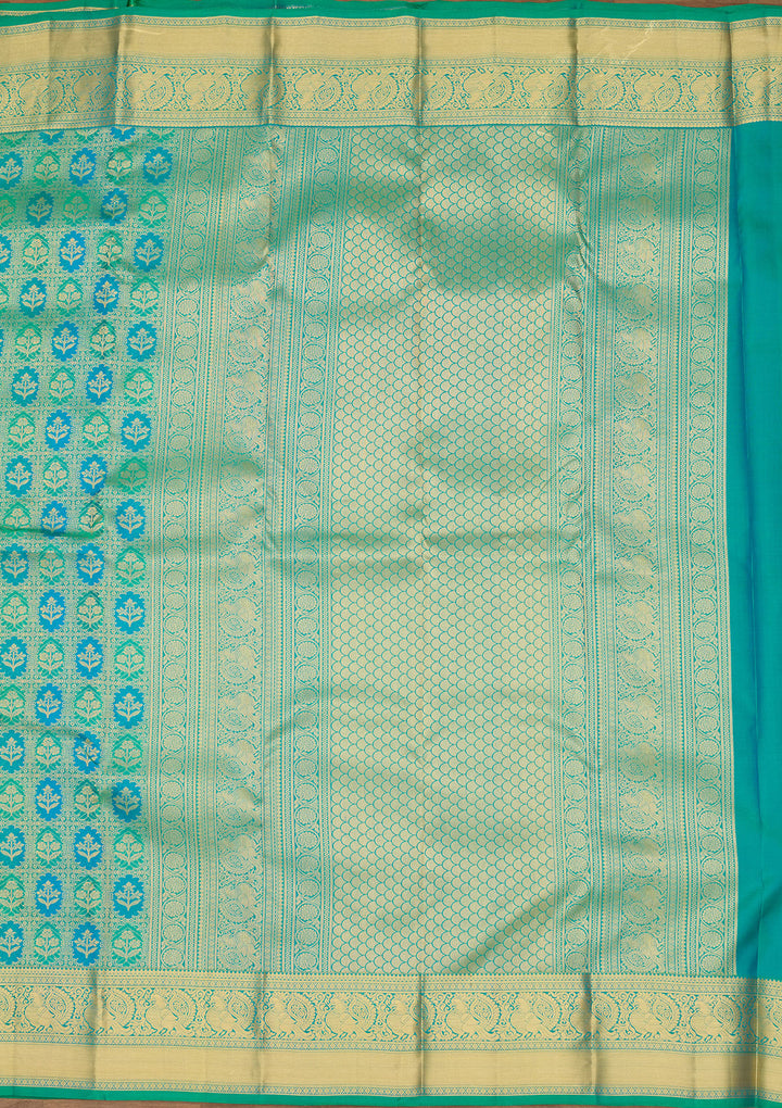 Sea Green Zariwork (Gold) Silk Silk Saree