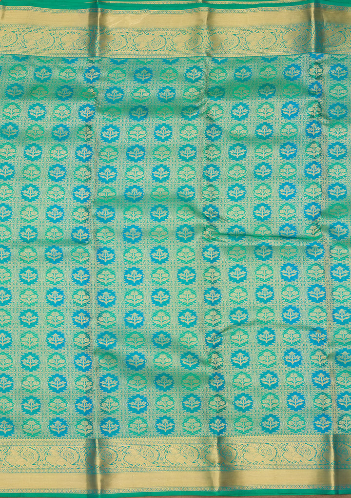Sea Green Zariwork (Gold) Silk Silk Saree
