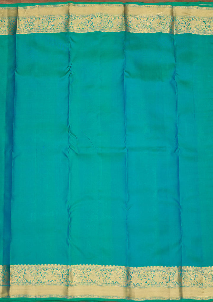 Sea Green Zariwork (Gold) Silk Silk Saree