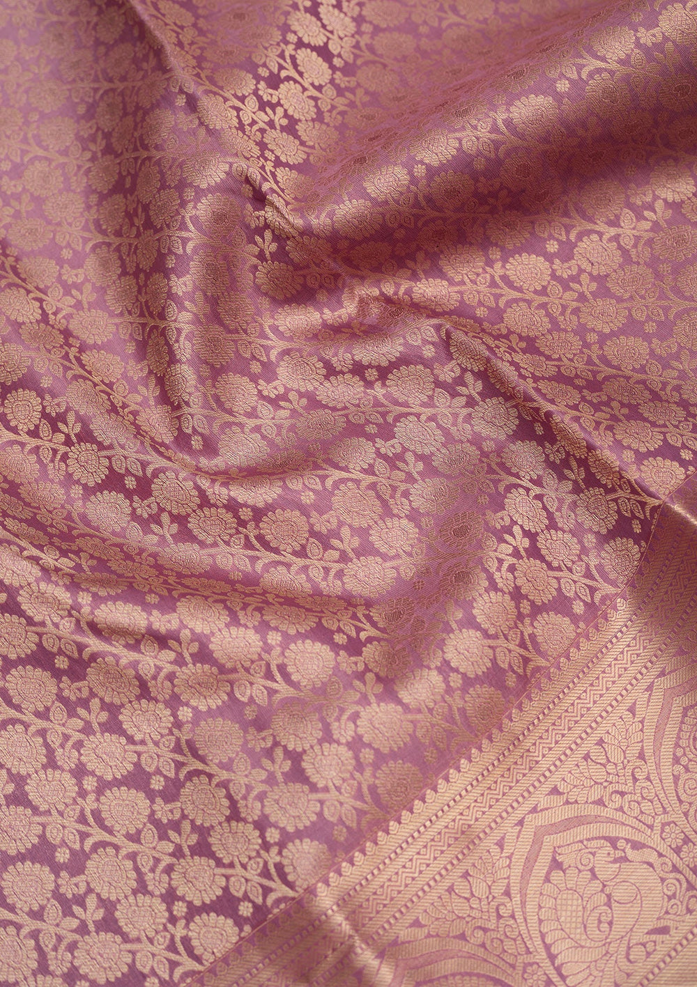 Onion Pink Zariwork Pure Silk Saree-Koskii