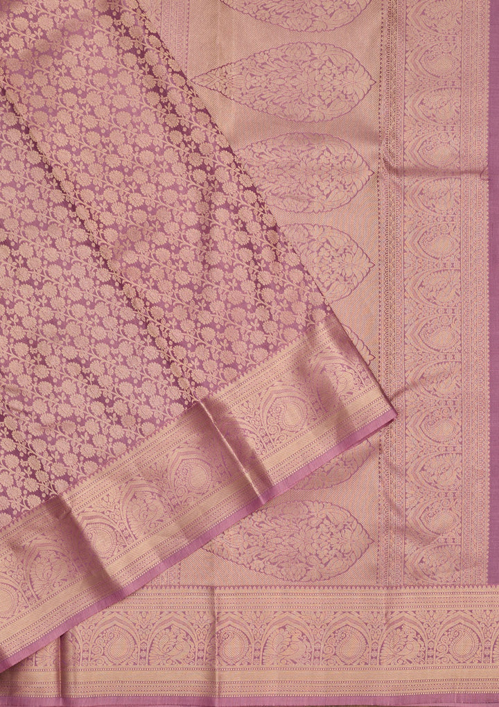 Onion Pink Zariwork Pure Silk Saree-Koskii