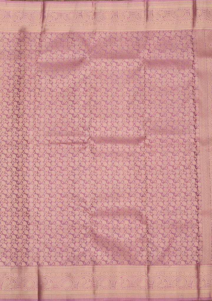 Onion Pink Zariwork Pure Silk Saree-Koskii