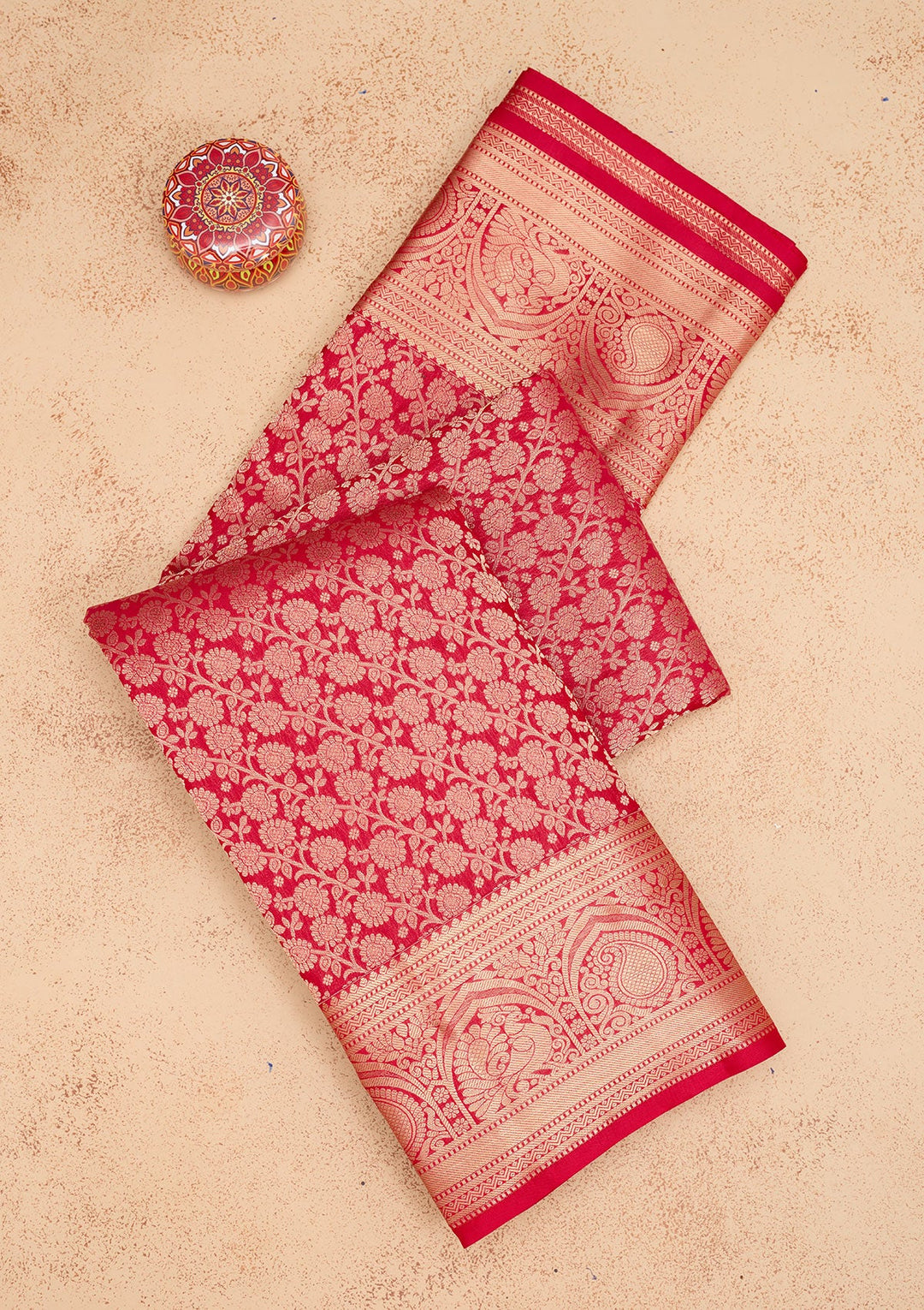 Red Zariwork Pure Silk Saree-Koskii
