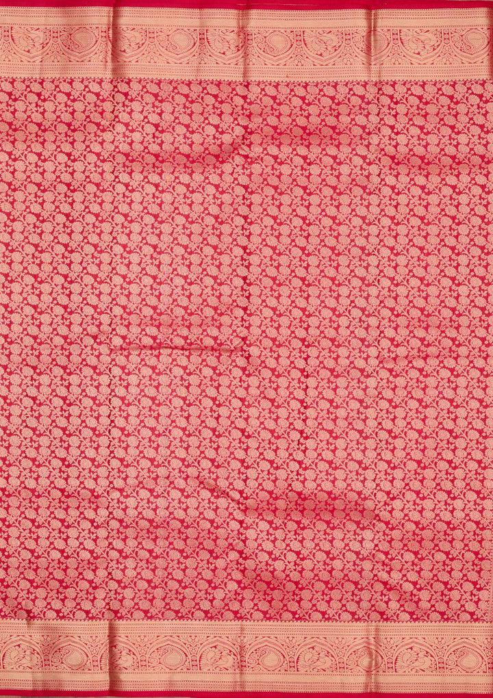 Red Zariwork Pure Silk Saree-Koskii