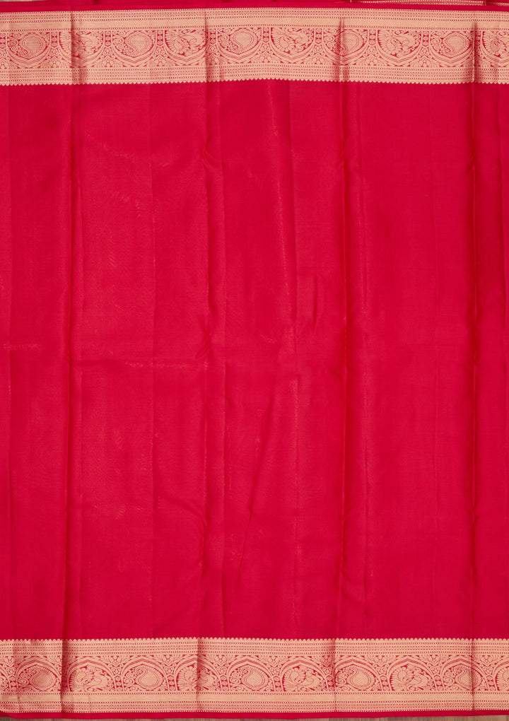 Red Zariwork Pure Silk Saree-Koskii