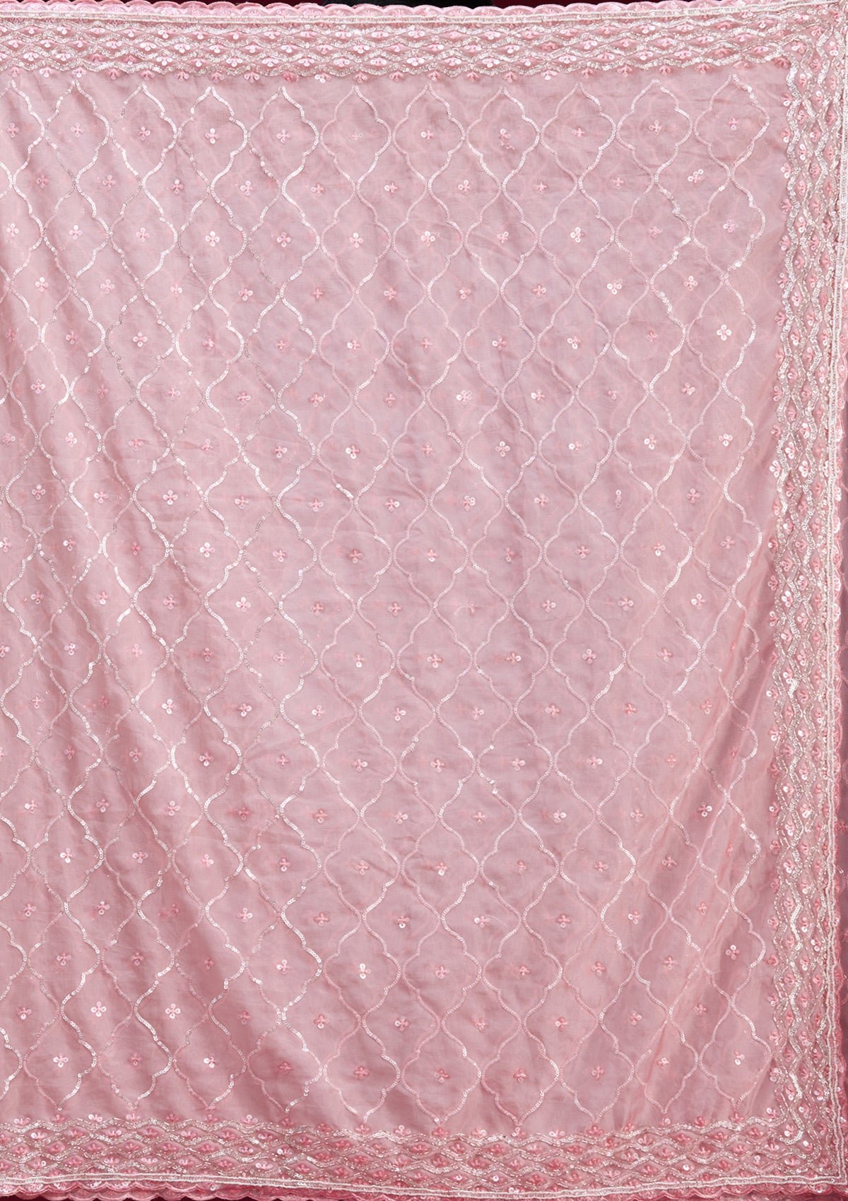 Pink Sequins Tissue Saree