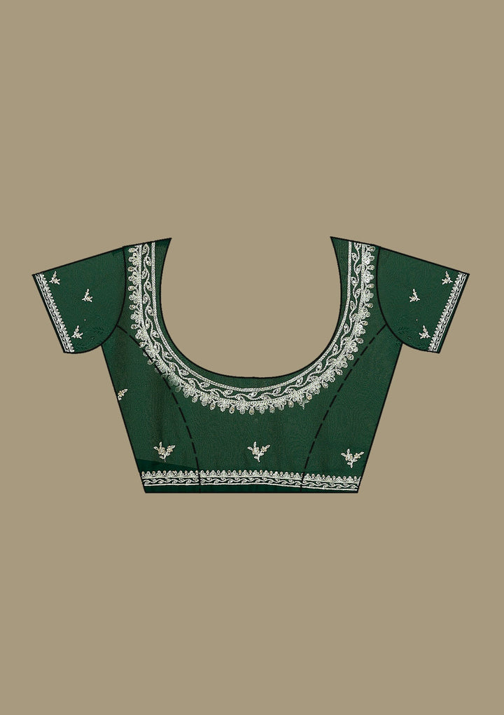 Green Zariwork Georgette Saree-Koskii