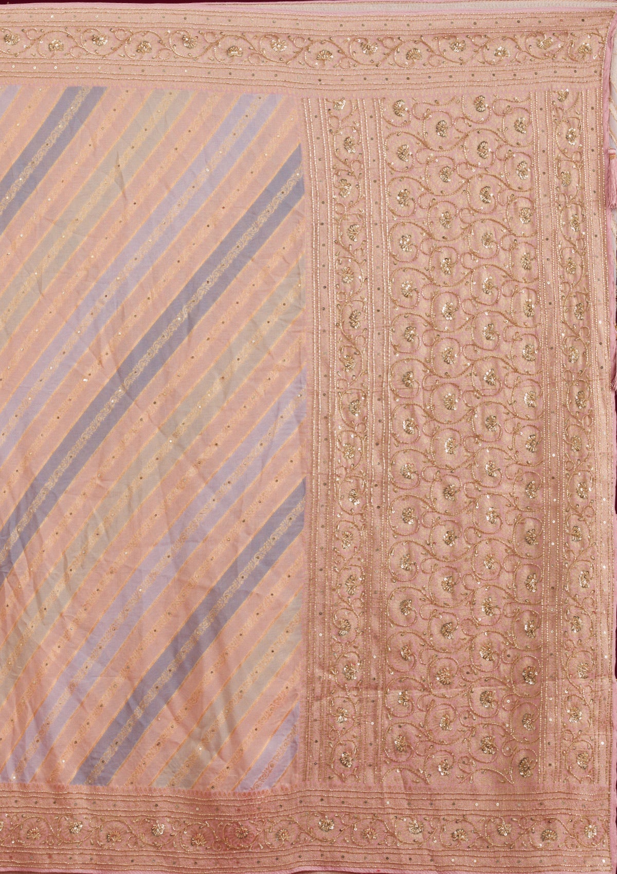 Beige Plain Georgette Saree-Koskii