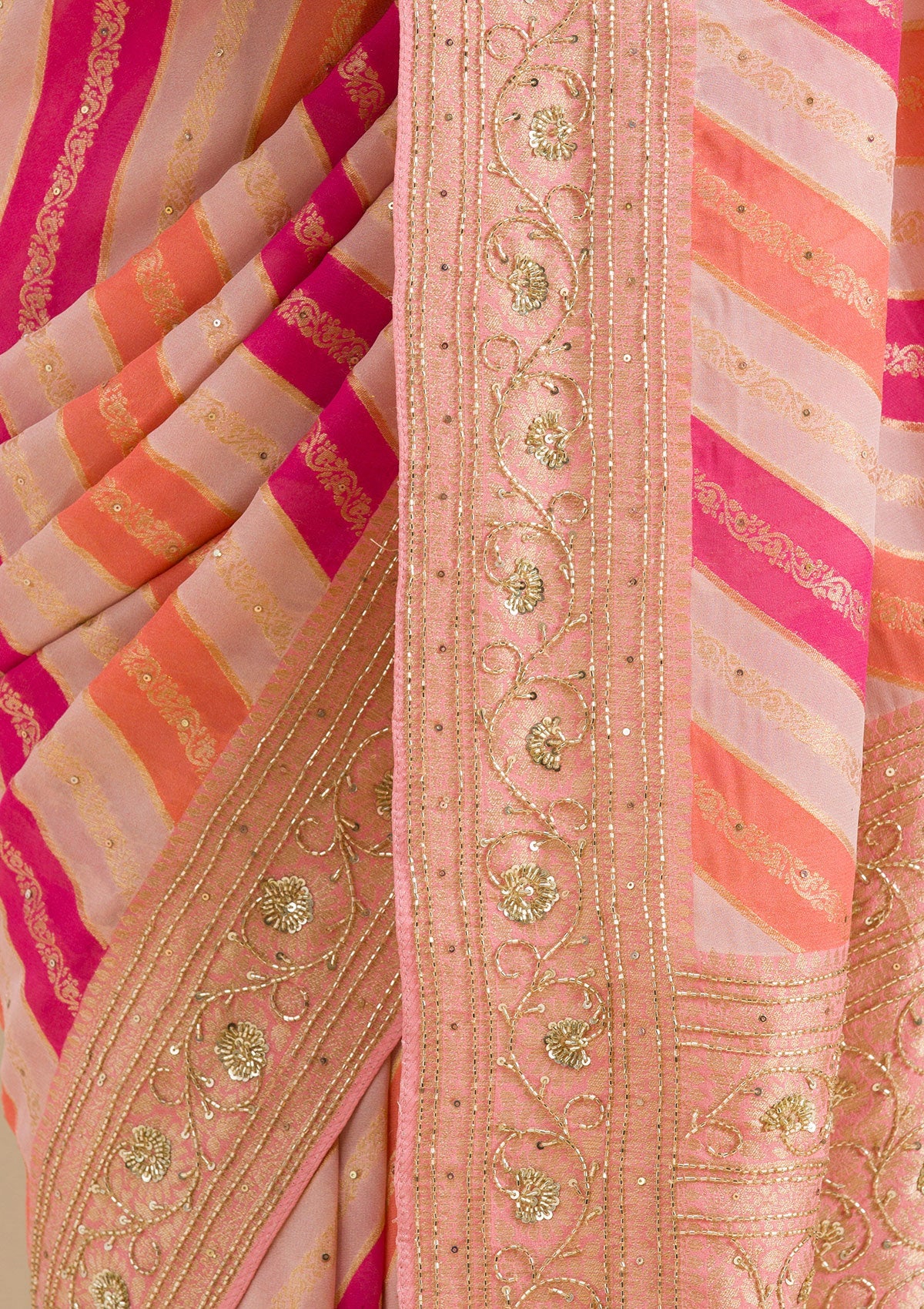 Pink Plain Georgette Saree-Koskii