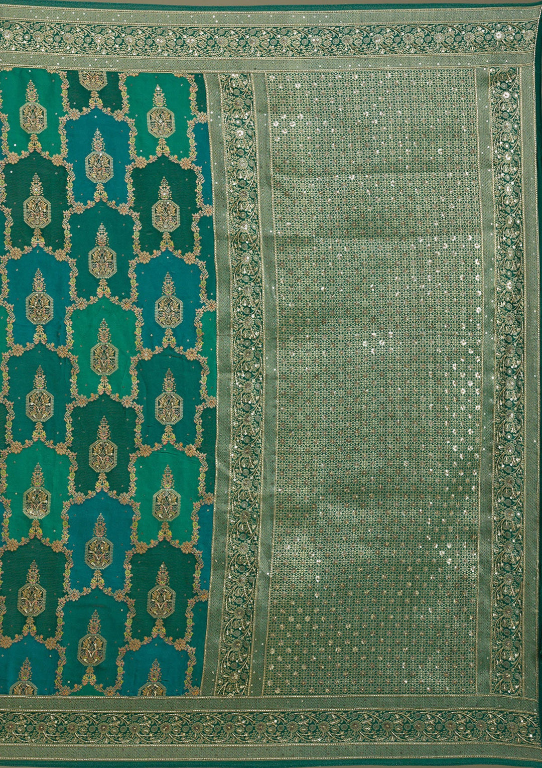 Bottle Green Plain Art Silk Saree-Koskii