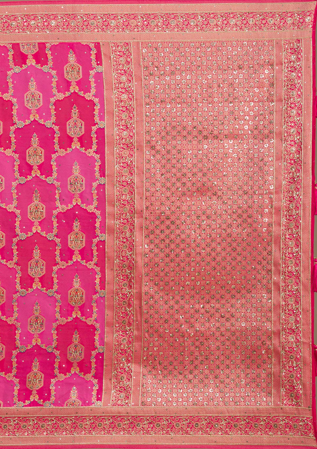 Rani Pink Plain Art Silk Saree-Koskii