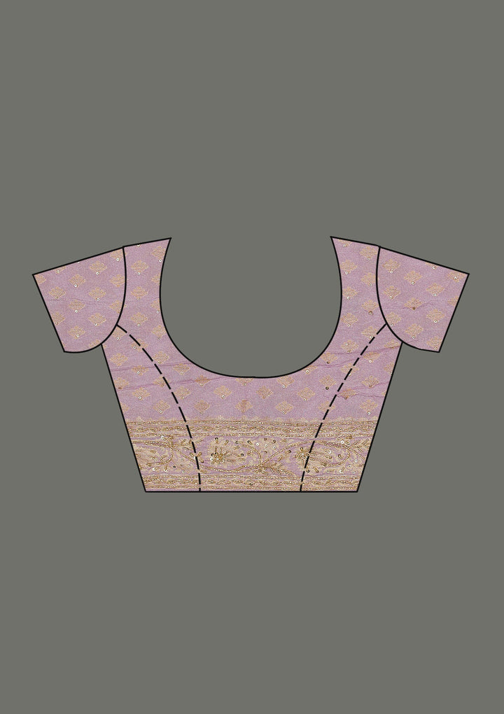 Lavender Plain Taffeta Silk Saree-Koskii