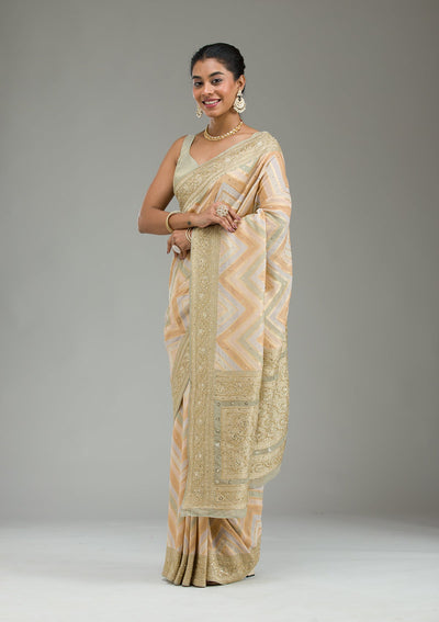 Pista Green Plain Georgette Saree-Koskii