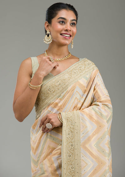 Pista Green Plain Georgette Saree-Koskii