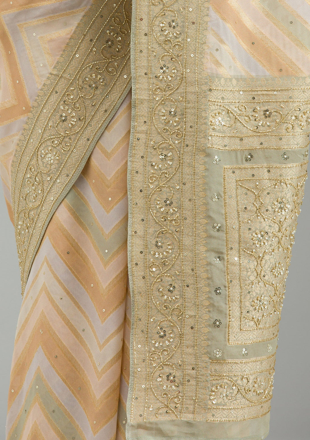Pista Green Plain Georgette Saree-Koskii