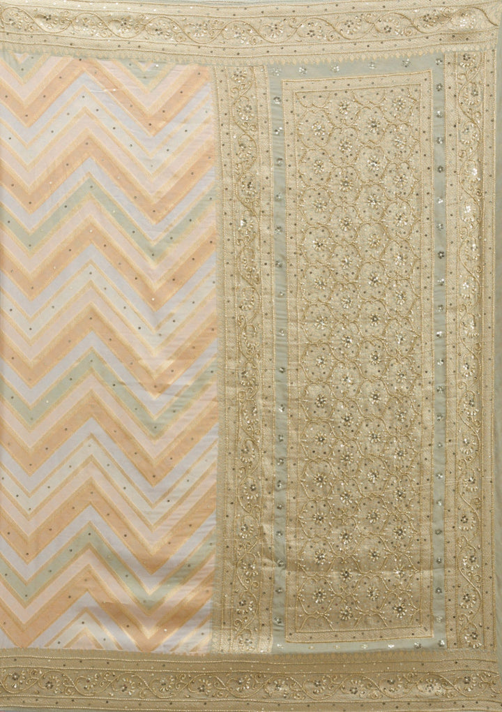 Pista Green Plain Georgette Saree-Koskii