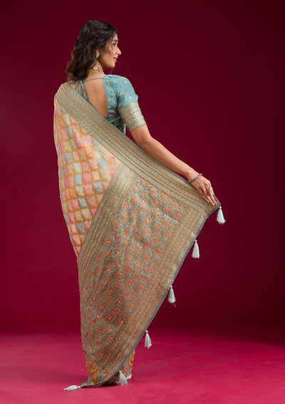 Sea Green Plain Art Silk Saree-Koskii