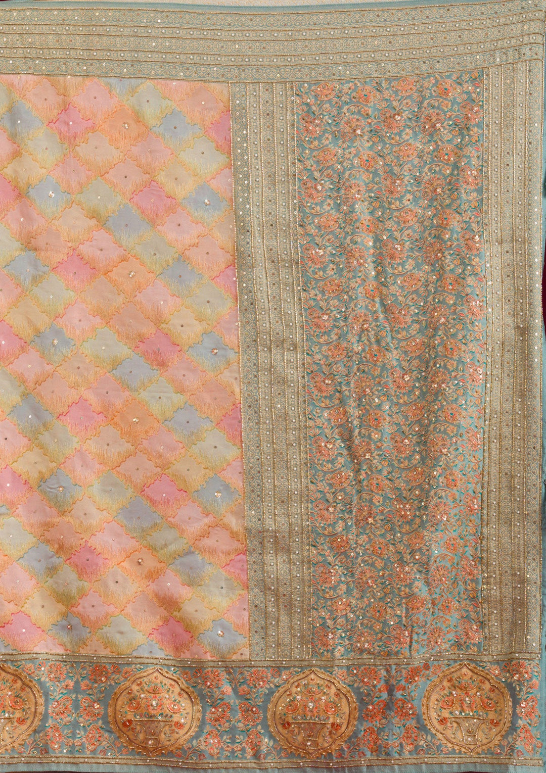 Sea Green Plain Art Silk Saree-Koskii