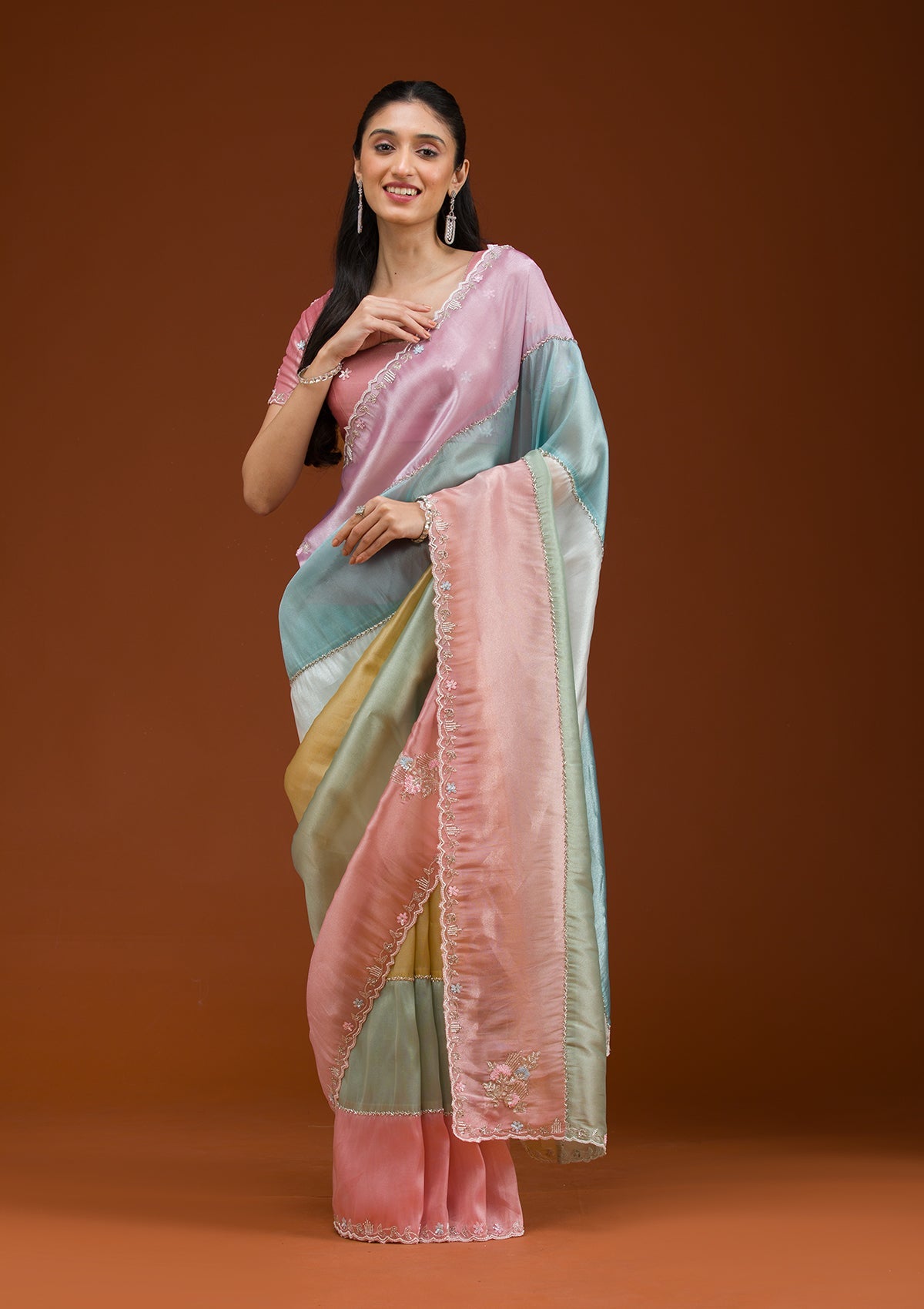 Lavender Stonework Tissue Saree-Koskii