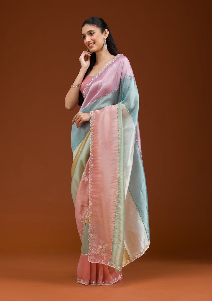 Lavender Stonework Tissue Saree-Koskii