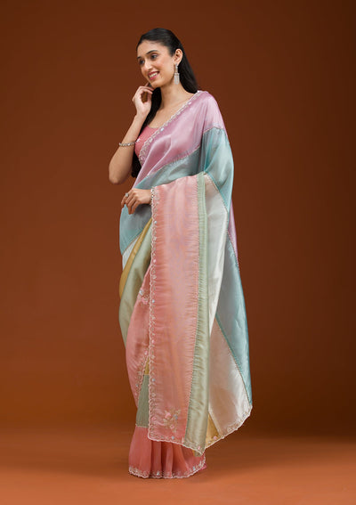 Lavender Stonework Tissue Saree-Koskii