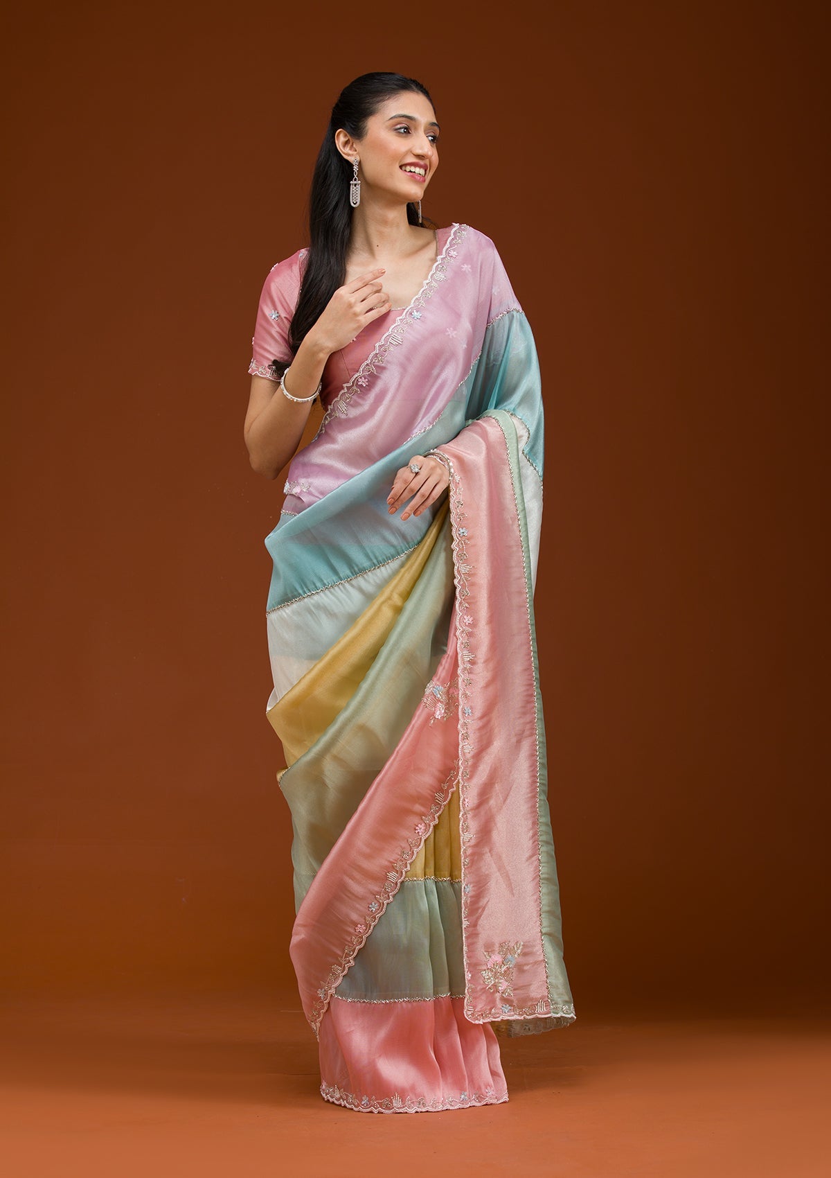 Lavender Stonework Tissue Saree-Koskii