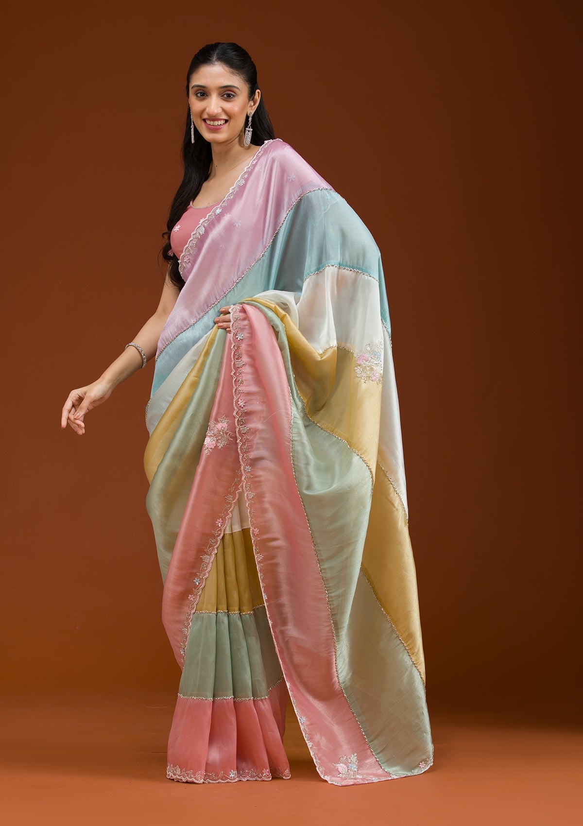 Lavender Stonework Tissue Saree-Koskii