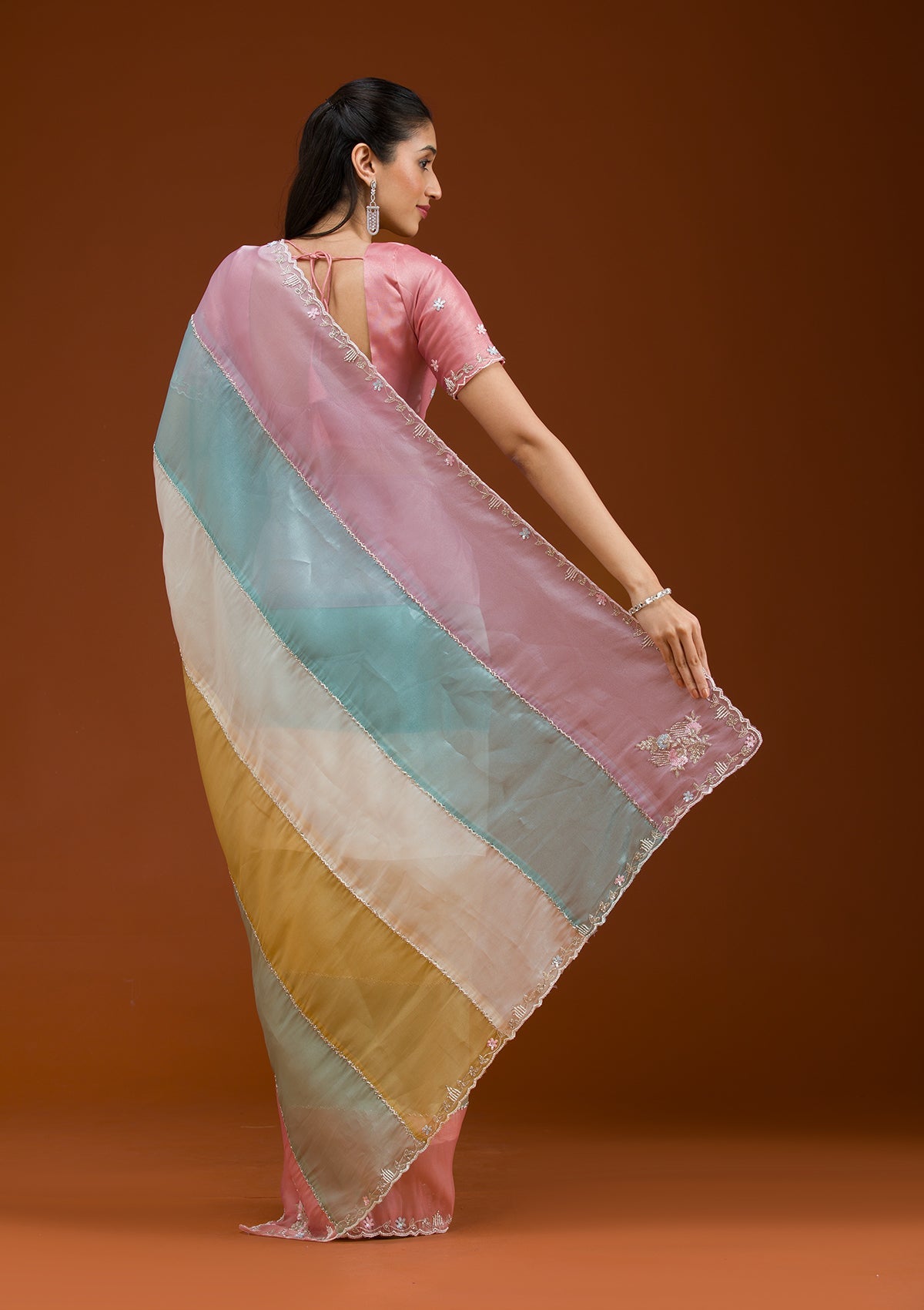 Lavender Stonework Tissue Saree-Koskii