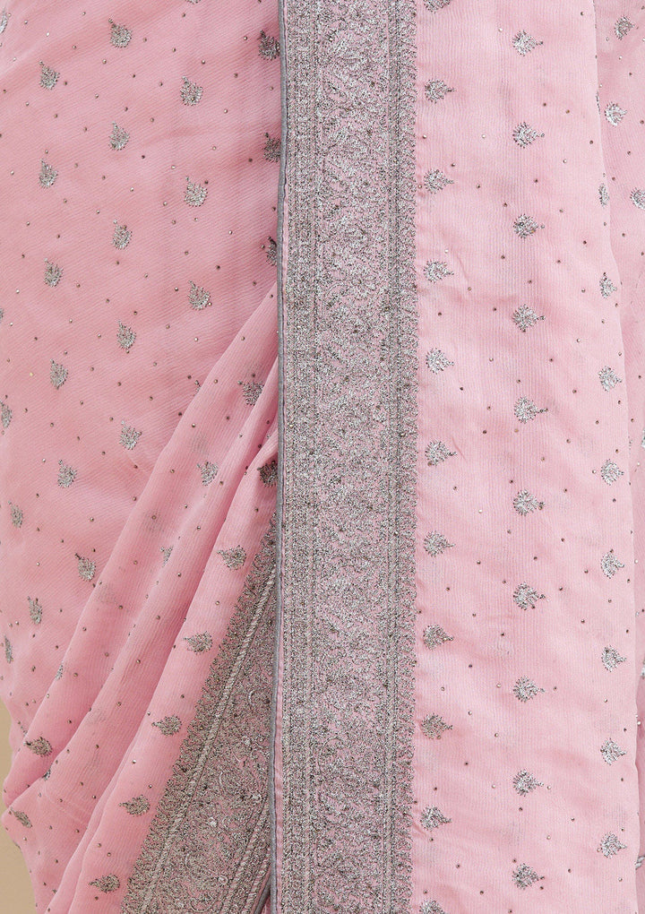 Pink Zariwork Georgette Saree-Koskii