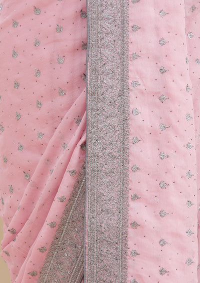 Pink Zariwork Georgette Saree-Koskii