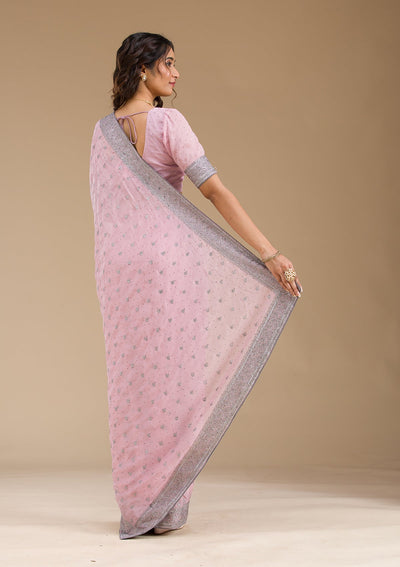 Pink Zariwork Georgette Saree-Koskii