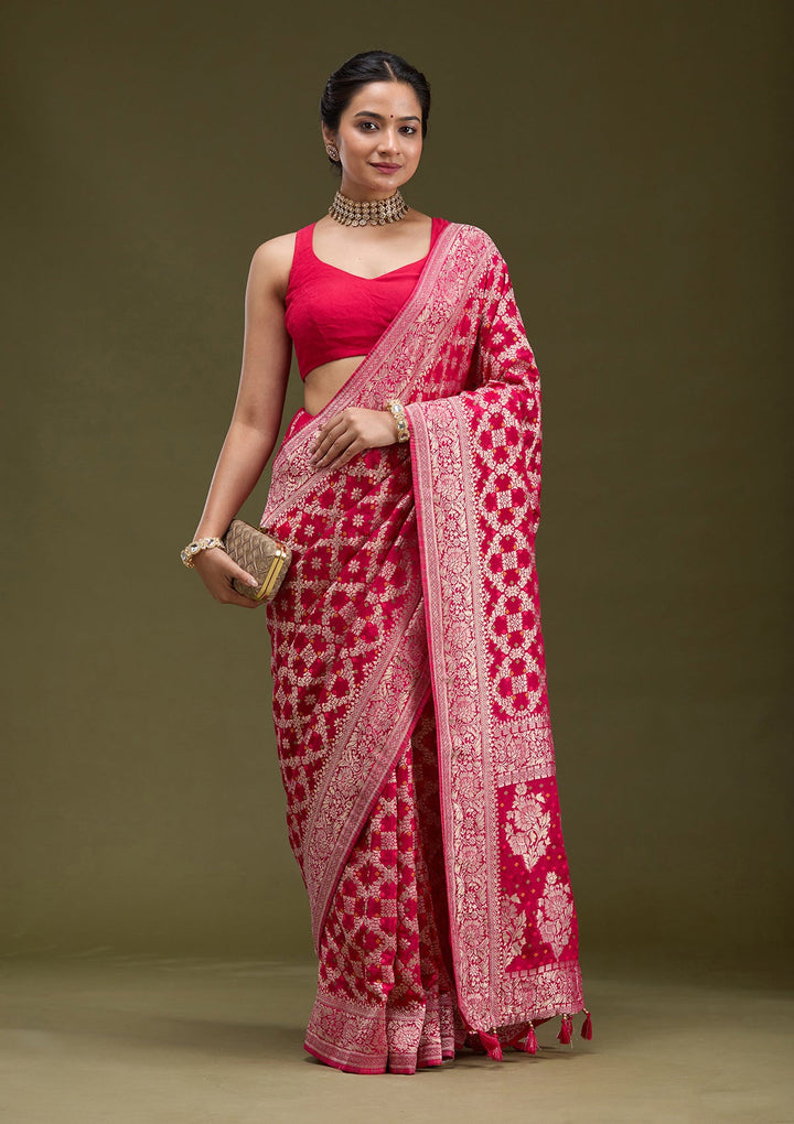 Rani Pink Zariwork (Gold) Silk Silk_Saree-koskii