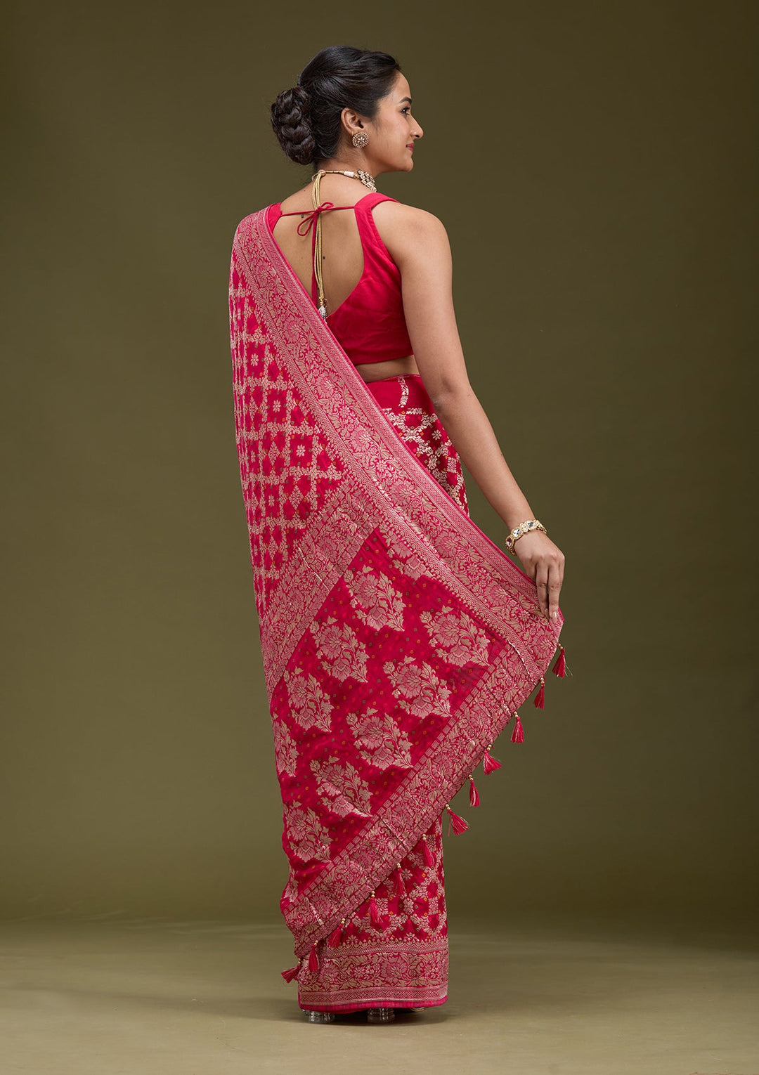 Rani Pink Zariwork (Gold) Silk Silk_Saree-koskii