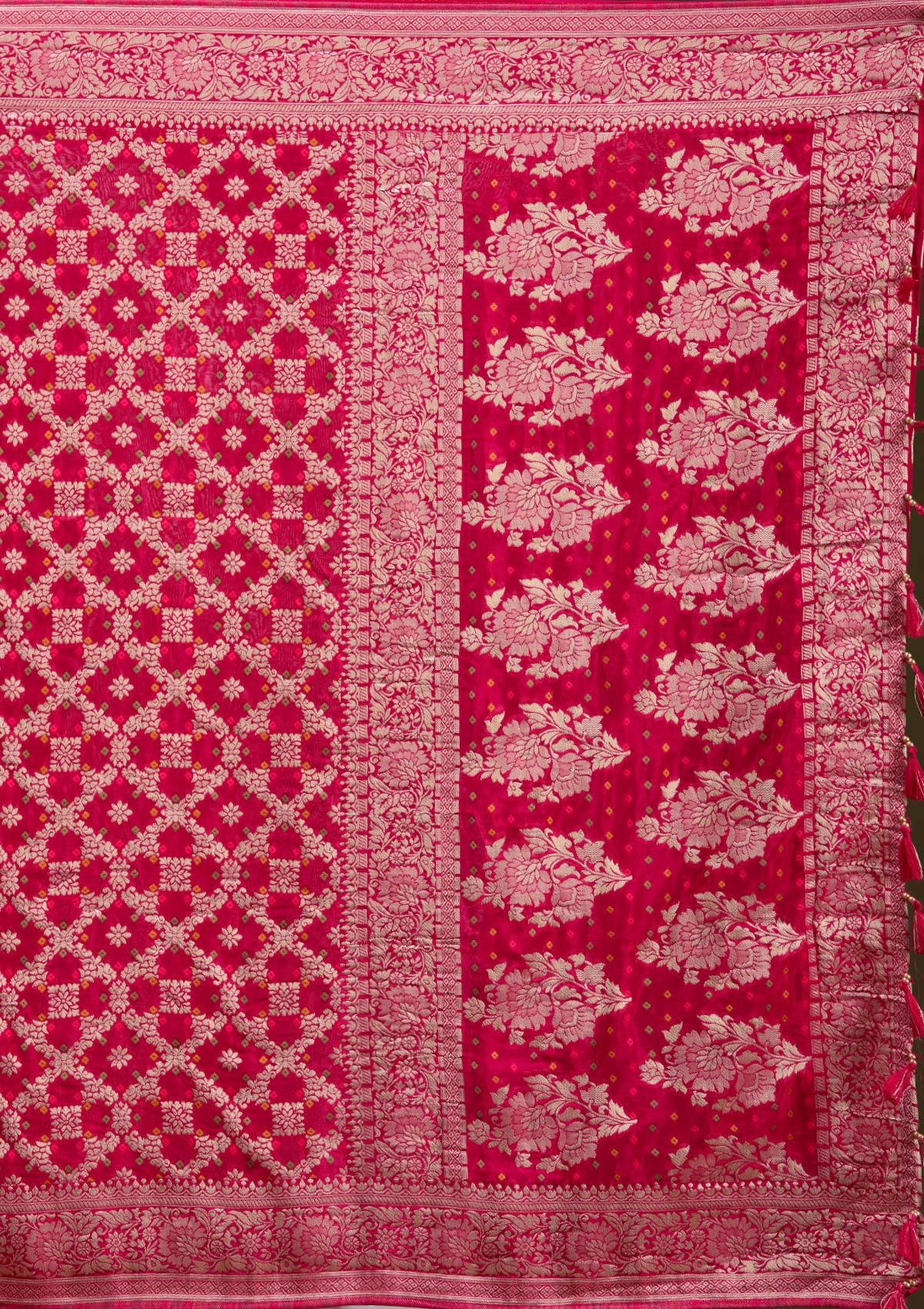 Rani Pink Zariwork (Gold) Silk Silk_Saree-koskii