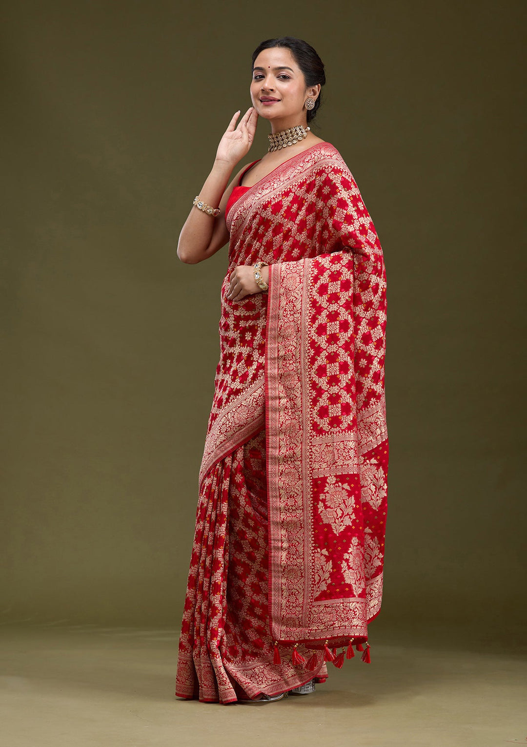 Red Zariwork (Gold) Silk Silk_Saree-koskii