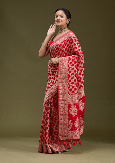 Red Zariwork (Gold) Silk Silk_Saree-koskii