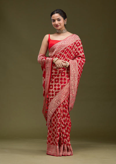 Red Zariwork (Gold) Silk Silk_Saree-koskii